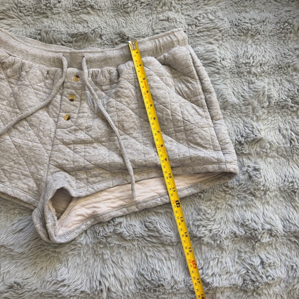 Anthropologie Quilted Knit Lounge‎ Shorts Gray Button Fly Drawstring Size L - Picture 3 of 6